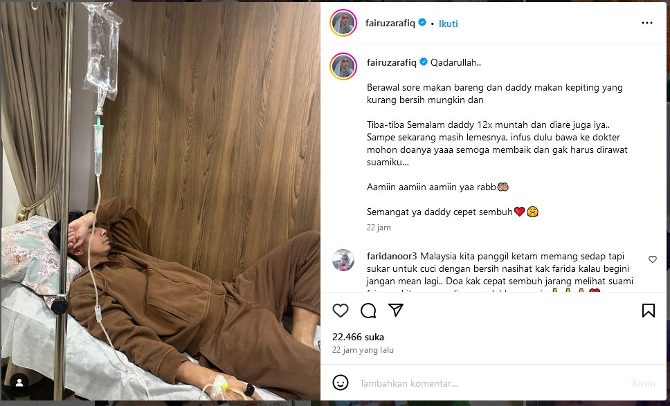 Konsumsi Kepiting yang Kurang Bersih, Sonny Septian Dirawat di Rumah Sakit